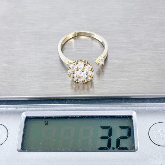 Vintage Gold-Plated Sterling Silver Cubic Zirconia Spinning Sparkle Ring Sz 6.5 - Picture 9 of 9